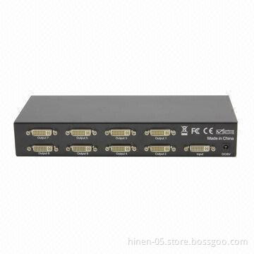 8-port DVI Splitter, Supports Highest Video Resolution 1,080P